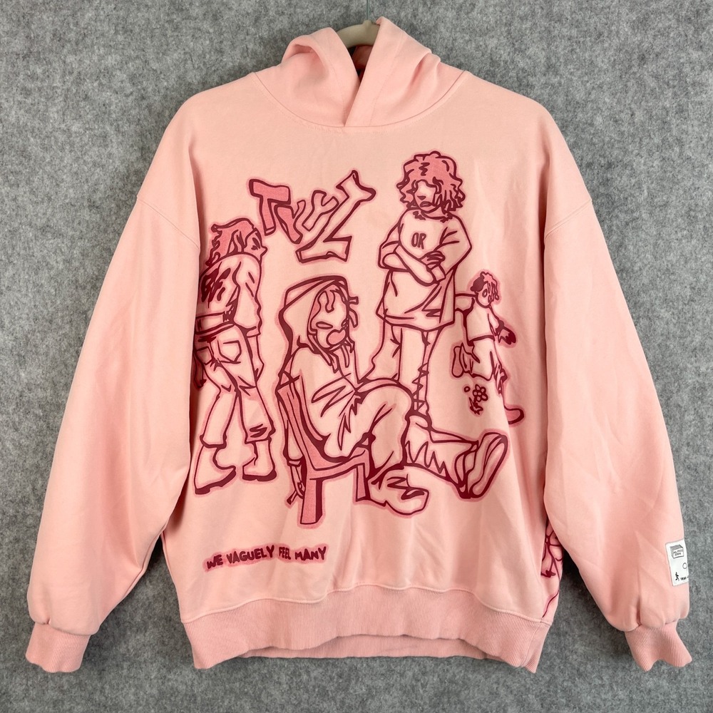 Aelfric Eden Hoodie Women Small Pink Oversized Graffiti Skater Grunge Streetwear